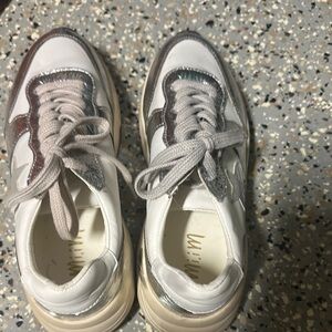Women’s White and Silver Sneakers